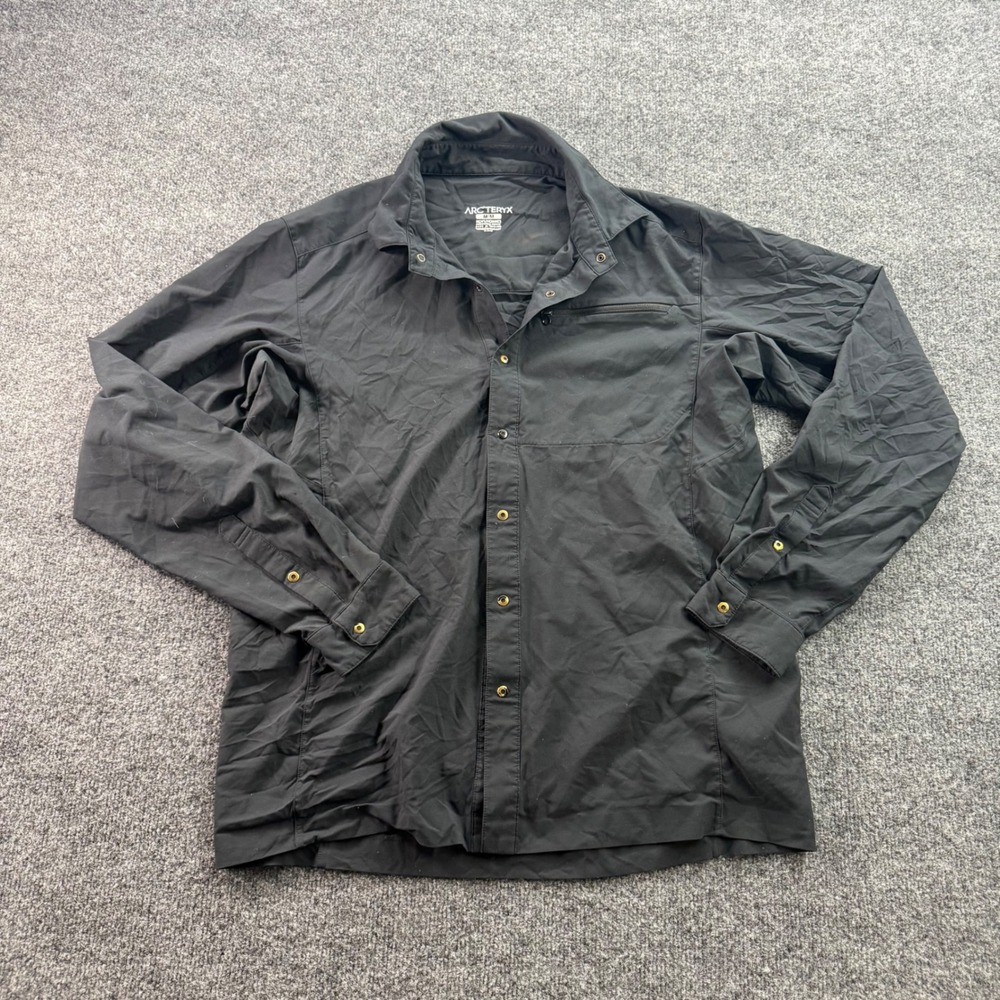 Arc'teryx Skyline LS Shirt Mens Medium Black Snap Front Technical Hiking Travel - Picture 1 of 9